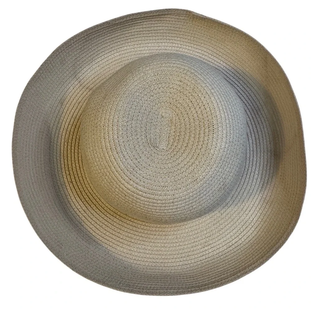 Betmar New York Cream Woven Paper Straw Sun Hat Wide Brim Summer Beach Style 160